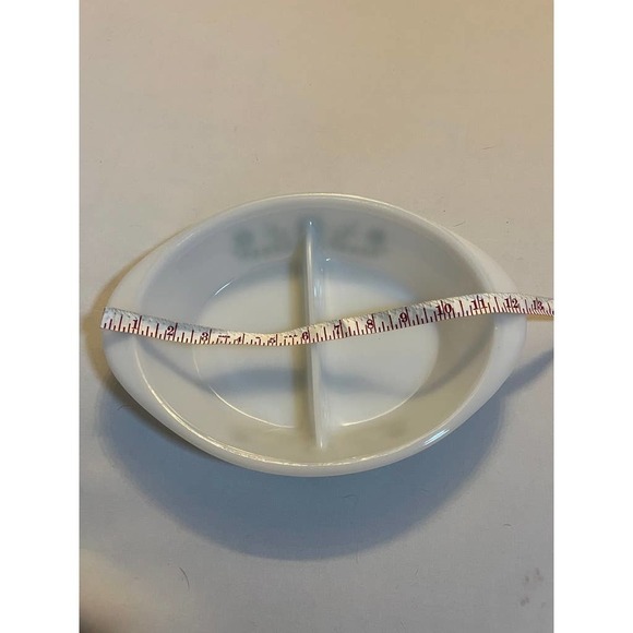 MILK Glass Baking Dish Green Daisy Pattern by Glasbake - Picture 7 of 7